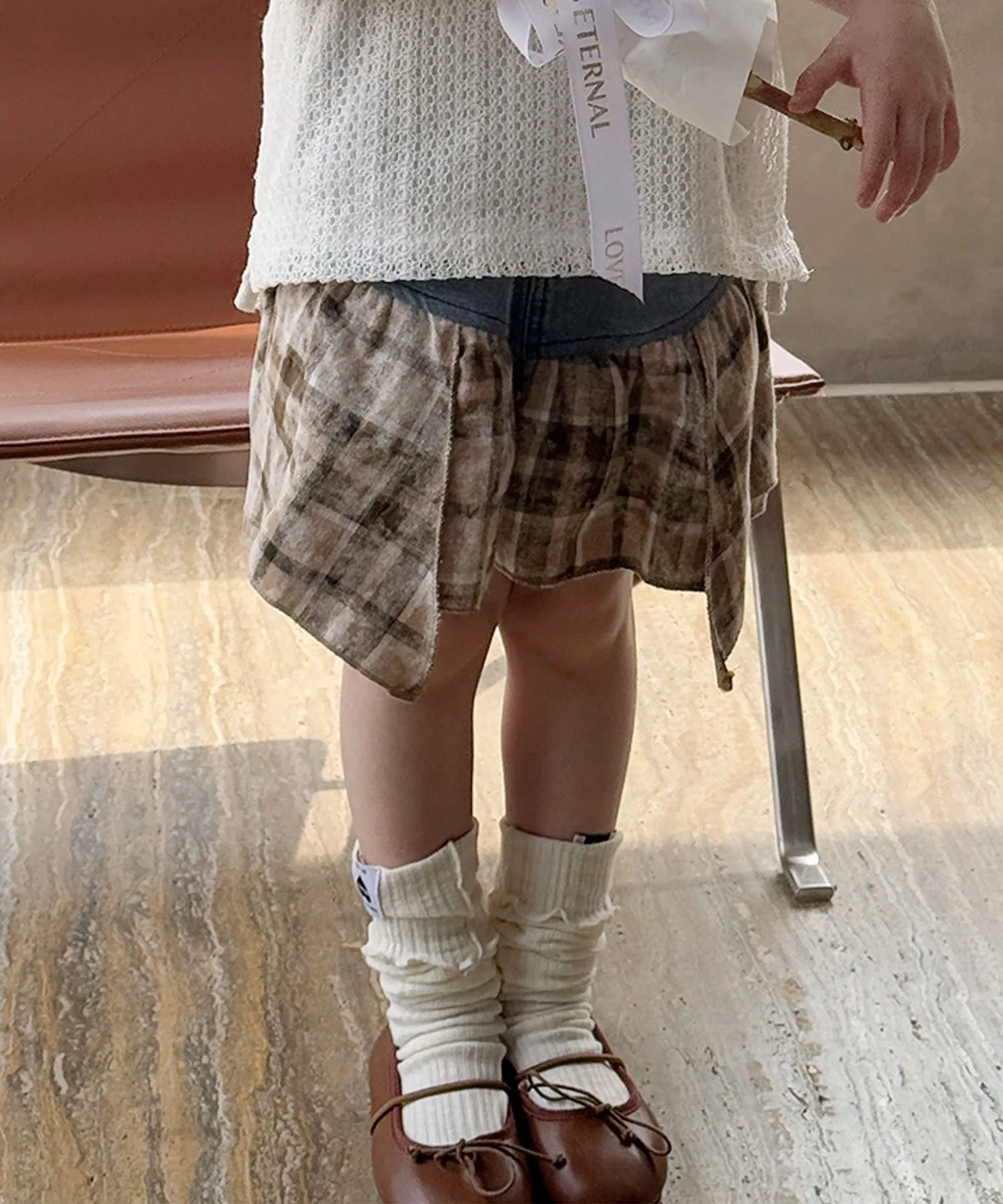 Джинсовая юбка в клетку Aimoha Kids, blue