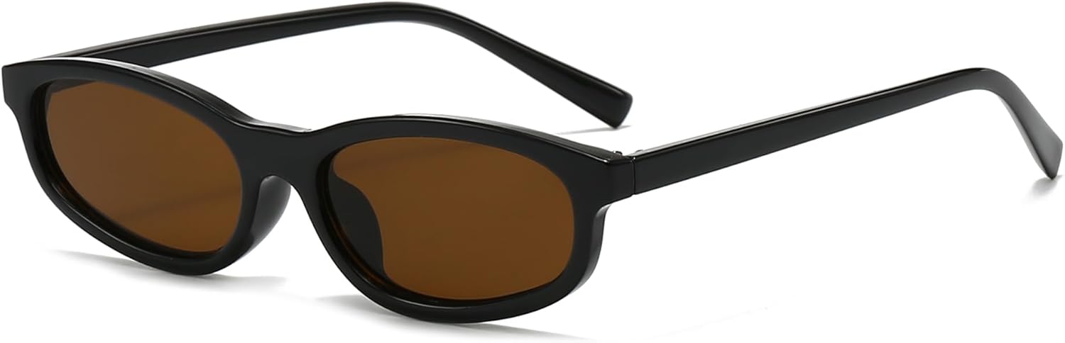 

Солнцезащитные очки Long Keeper Retro Oval для женщин, модные узкие очки в стиле 90-х, легкие, маленькие, «кошачий глаз», очки Y2K, солнцезащитные очки UV400, Black Brown