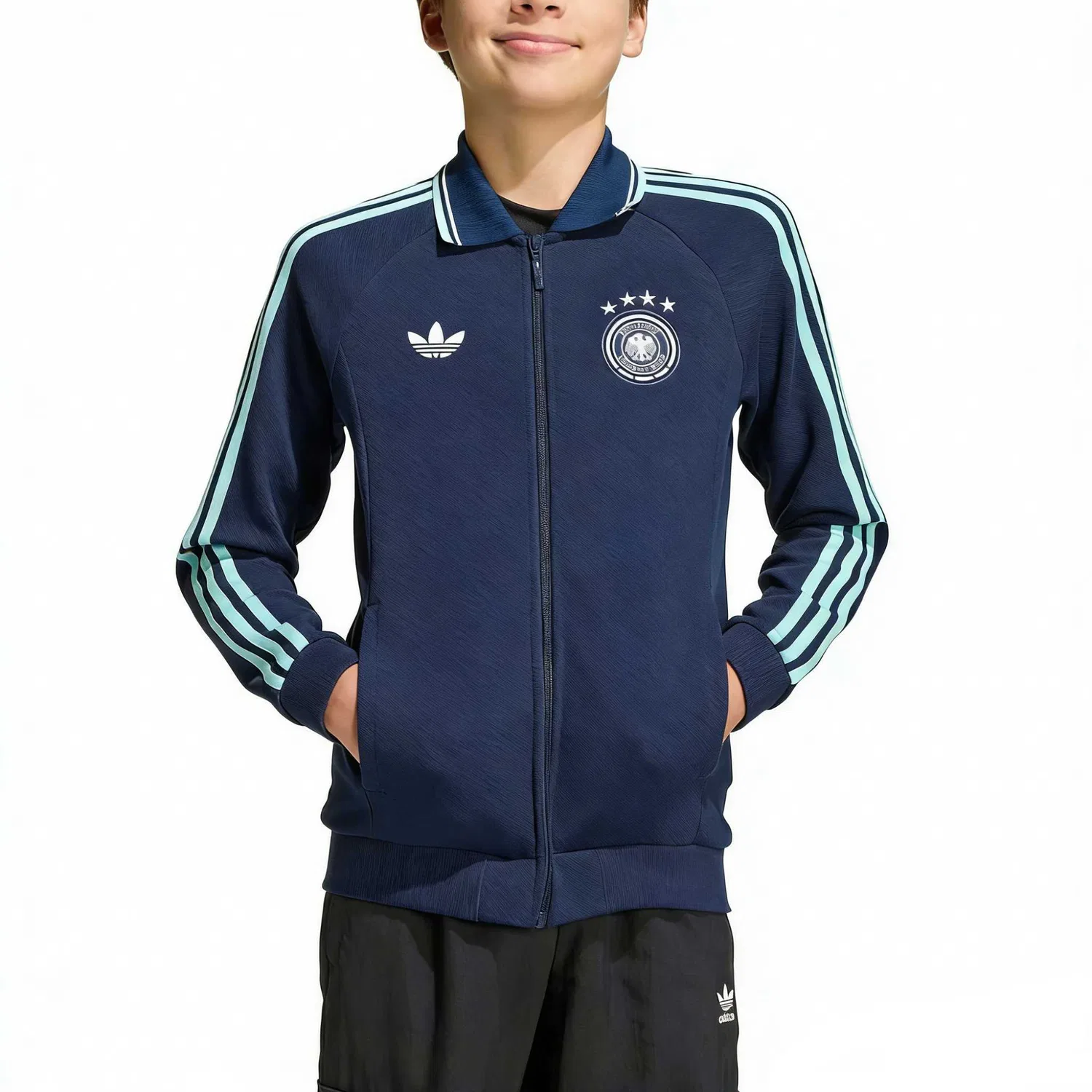 Детская куртка с отложным воротником Adidas Originals, College Navy — фото 3