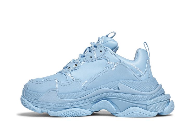 Кроссовки Balenciaga Balenciaga Wmns Triple S Sneaker 'Allover Logo - Light Blue', синий — фото 4