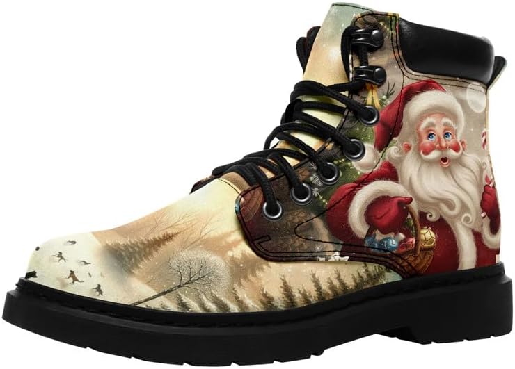 

Рождественские ботинки AWSOLE для мужчин и женщин, водонепроницаемые, противоскользящие, тактические, зимние ботинки, обувь с тематикой Санты, черный/красный/коричневый