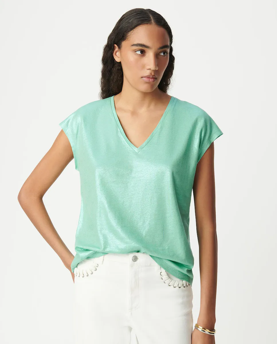 

Женская футболка с короткими рукавами и V-образным вырезом IKKS, зеленый