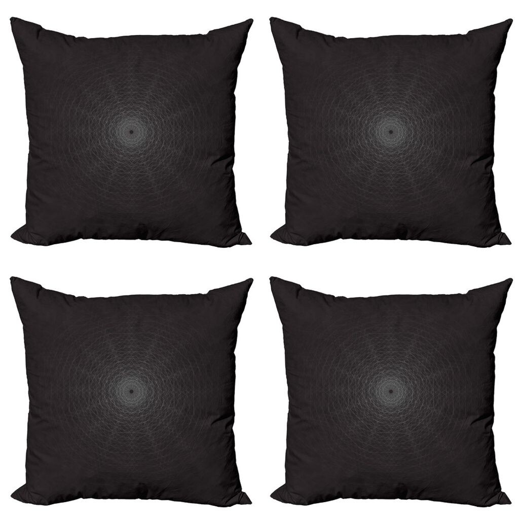 

ABAKUHAUS Alchemy Набор чехлов для подушек (4 предмета), Geometry Complex Art, современная двусторонняя цифровая печать, 60 см x 60 см, угольно-серый белый