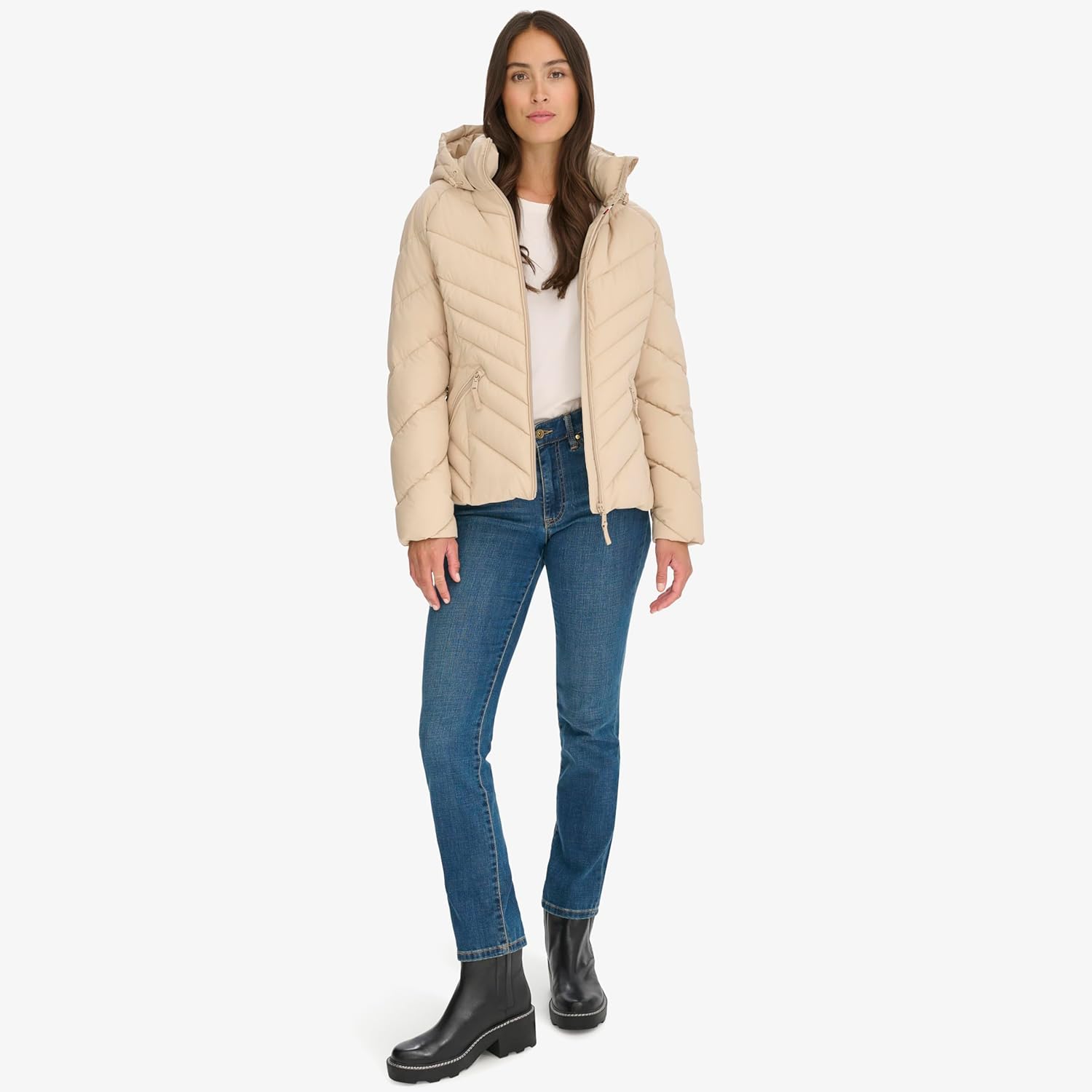 Женское легкое повседневное пальто Tommy Hilfiger с возможностью упаковки, Chino — фото 2