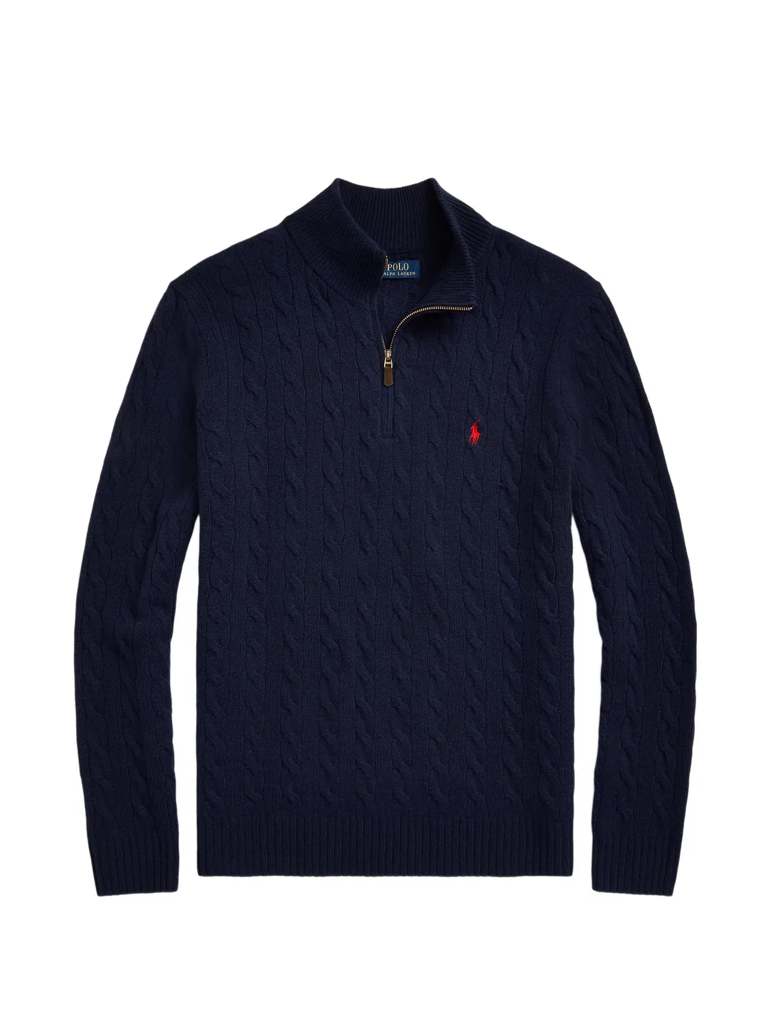 Polo Ralph Lauren Свитер с косами и полумолнией, синий