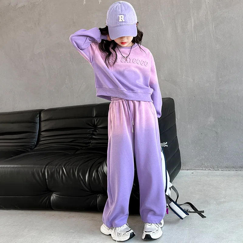 Детский комплект спортивной одежды на флисе с градиентным принтом Lanza, Purple Fleece-Lined — фото 4