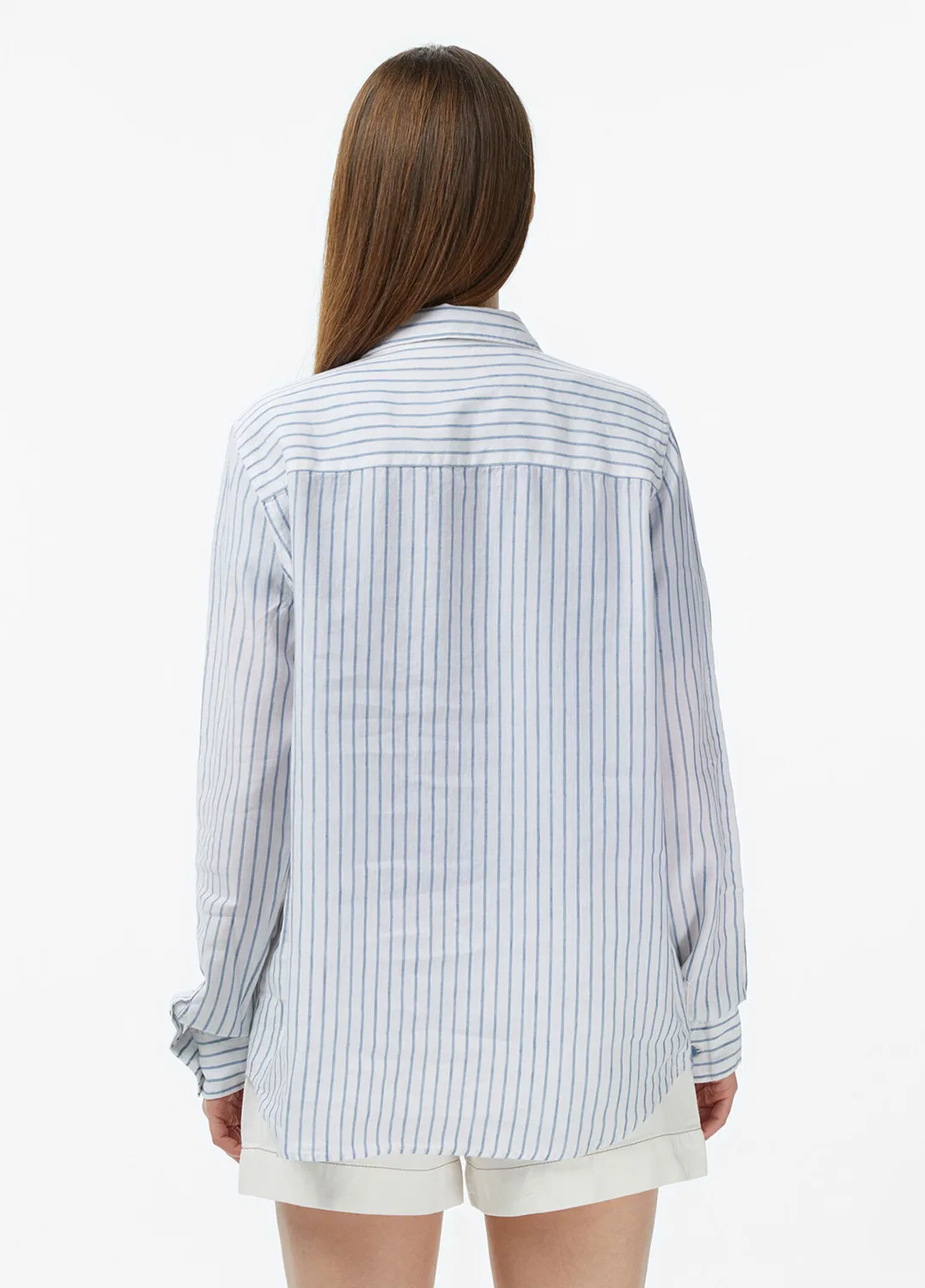 Блузка Lacoste Mavi Çizgili Keten Relaxed Fit, полоска, синий — фото 2