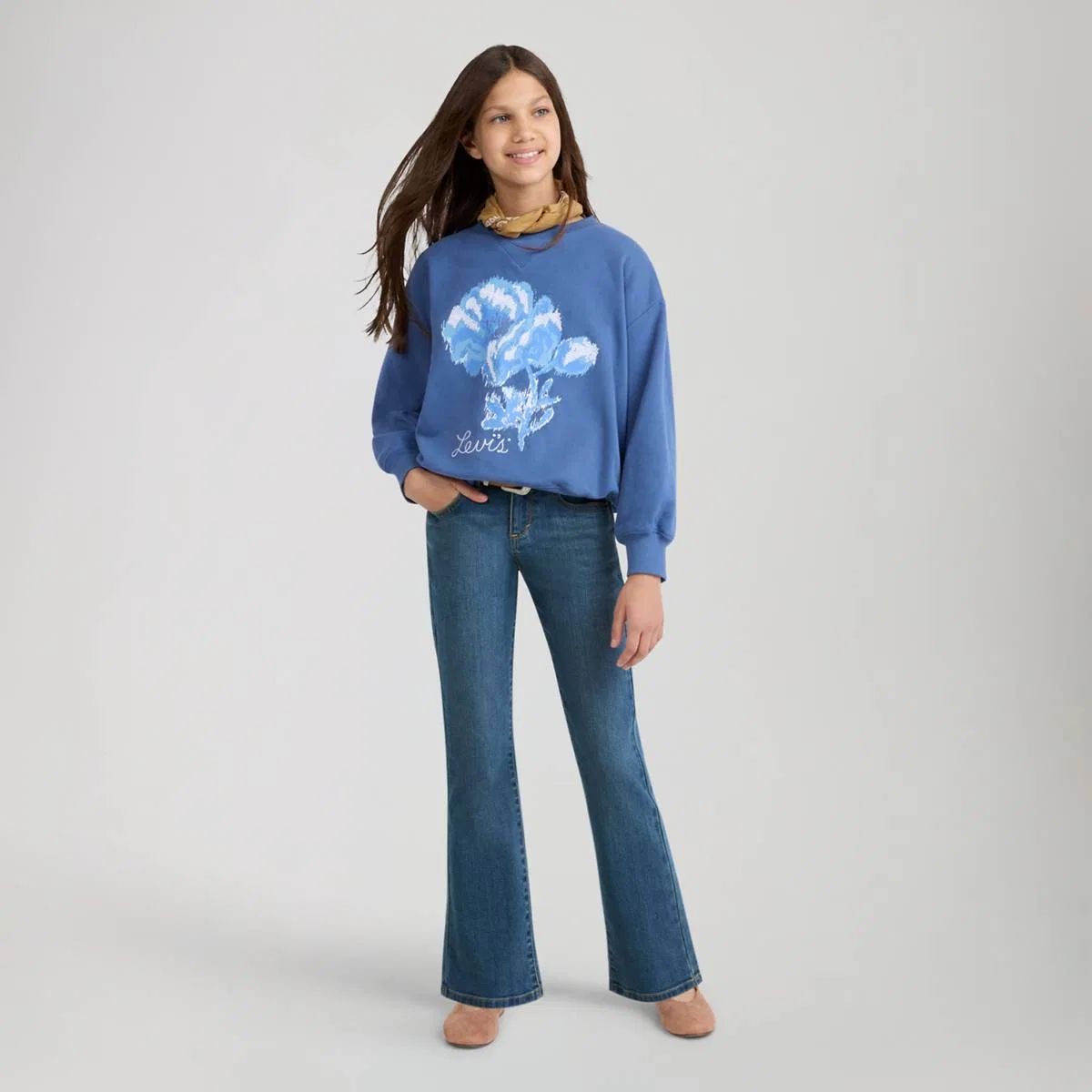 Классические джинсы-клеш для девочек 7-16 лет Levi's, Lapis Awe - Medium Wash