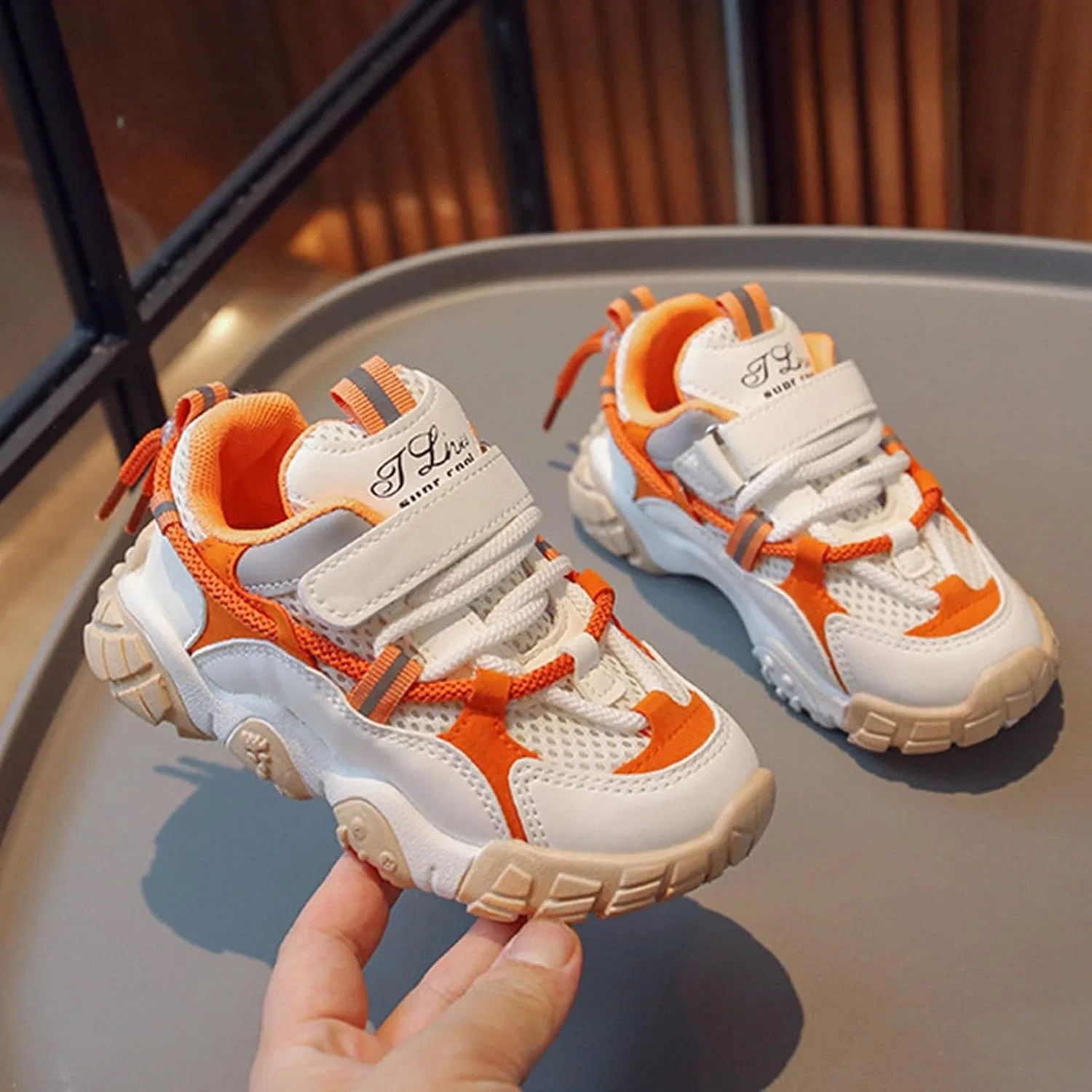 Детские кроссовки для бега и ходьбы с дышащим верхом, Orange — фото 3