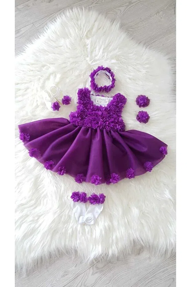 Детское платье для девочек с принтом Girl'S Dress Purple Plum Gold Tekstil, Purple