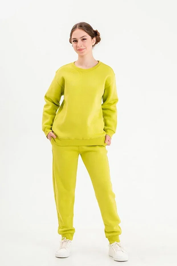 Детский спортивный костюм из плотного трикотажа с принтом Black One, Pistachy Green