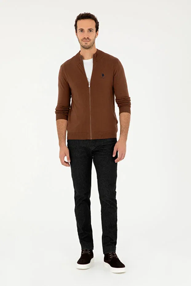 Мужской кардиган с длинным рукавом Basics U.S. Polo Assn., Brown — фото 4