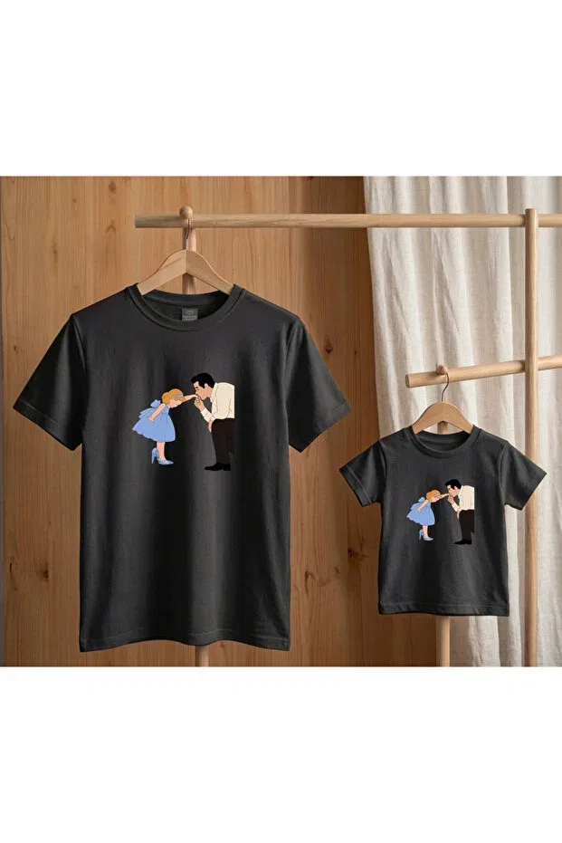 Детская футболка с принтом Dad - daughter special day concept oversize t-shirt Lorvex, Black