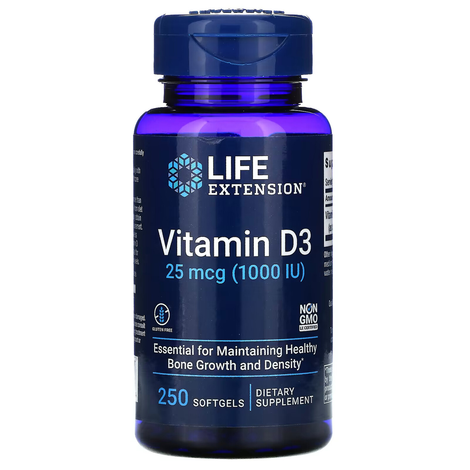 

Life Extension, витамин D3, 25 мкг (1000 МЕ), 250 капсул