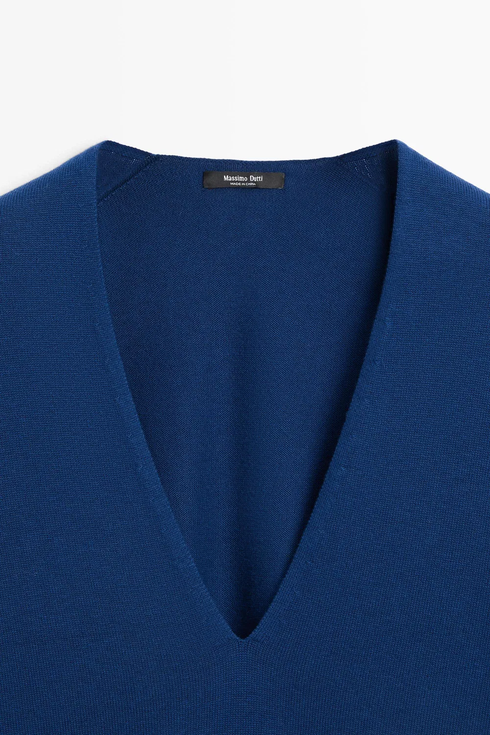 Свитер Massimo Dutti Striped V-Neck Knit, темно-синий — фото 4
