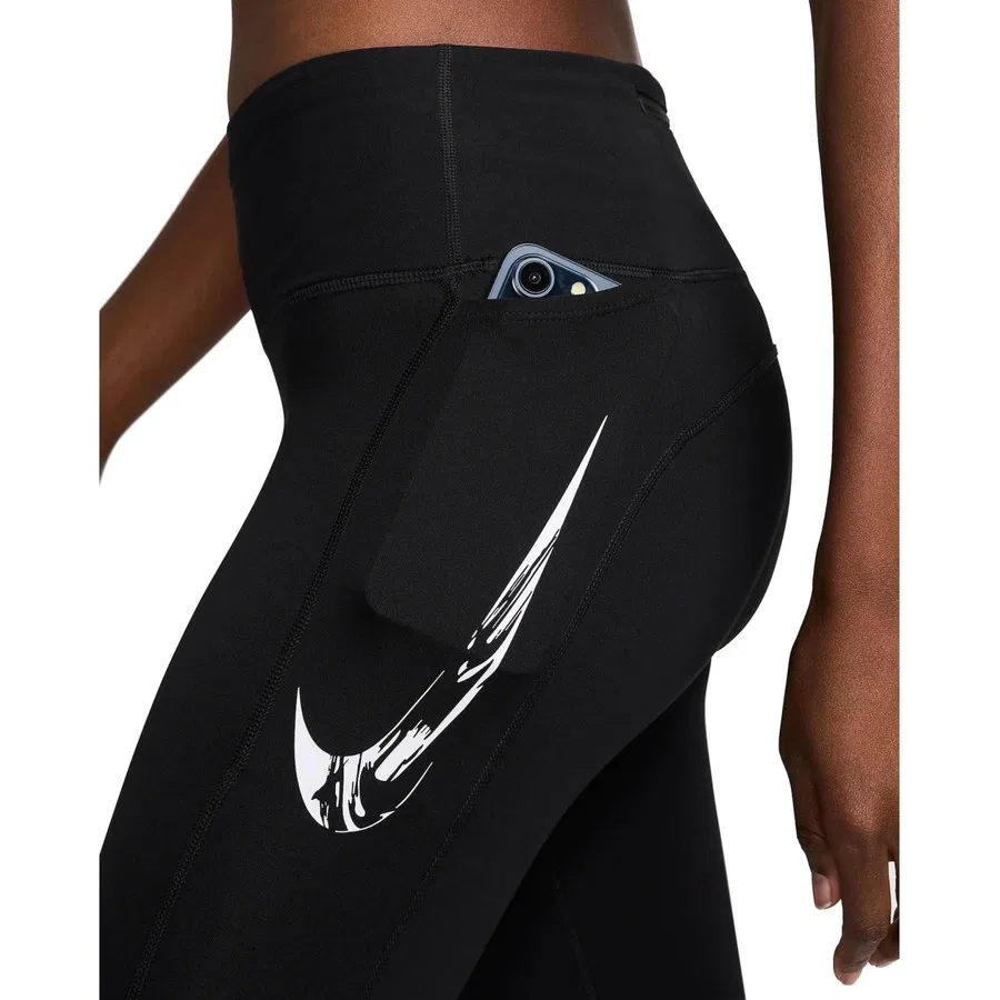 Женские леггинсы с технологией Dri-FIT, модель Dri-Fit Fast 7/8, Nike, Черный — фото 3