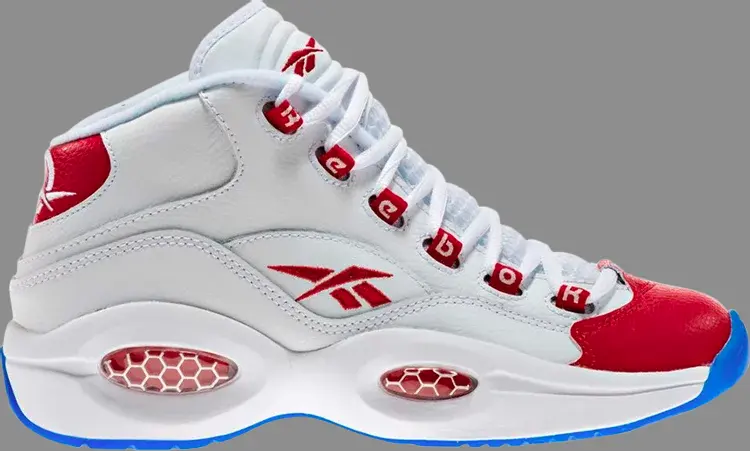 

Кроссовки question mid gs 'white pearlized red' Reebok, белый