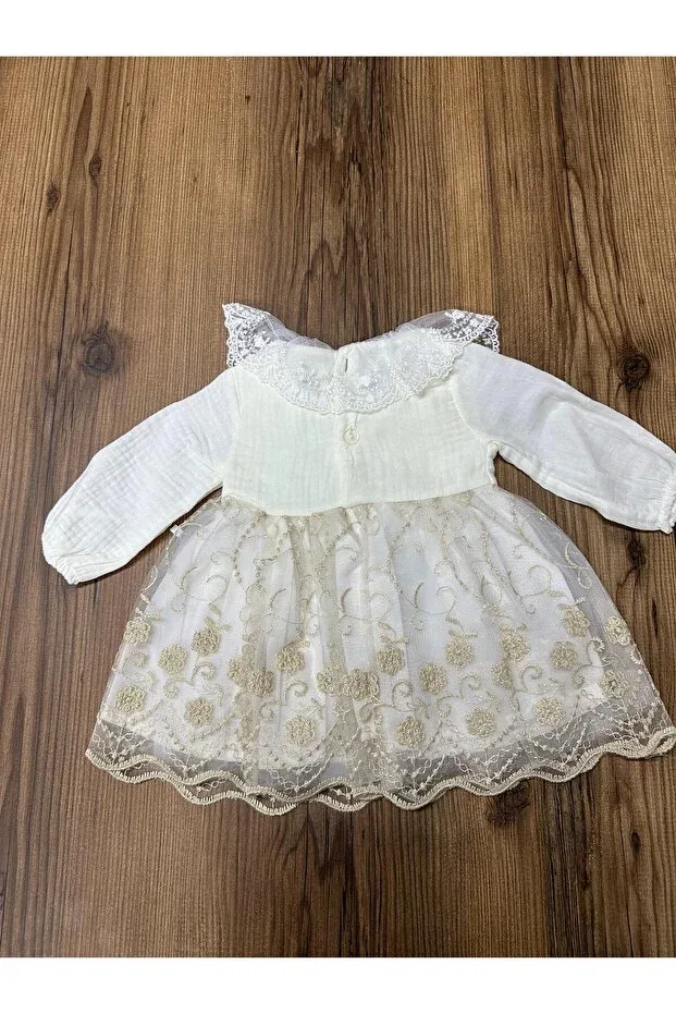 Детское платье для девочек с вышивкой Tulle children’s dress Uslukids, White — фото 2
