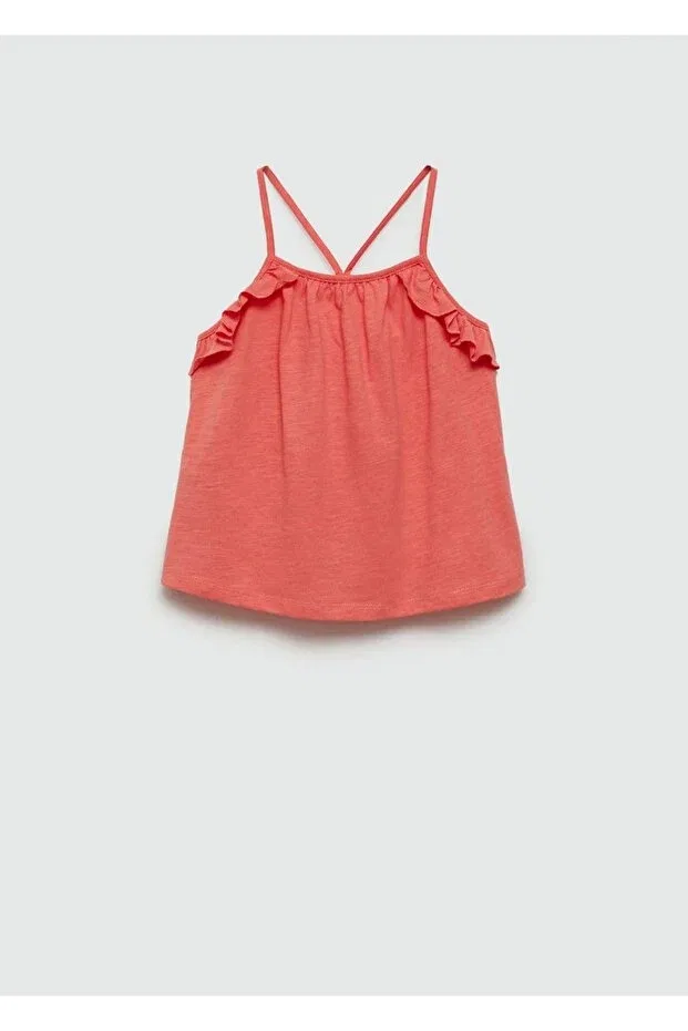 Детское платье-футболка с воланами Mango Kids, Coral Red