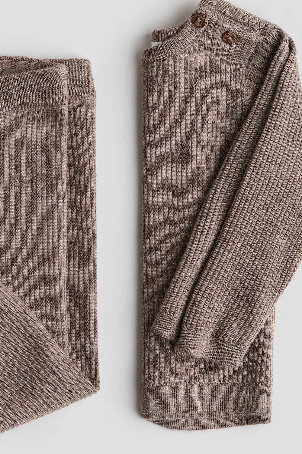 Комплект из 2 предметов, изготовленный из мериносовой шерсти H&M, Tiefdunkles Graubraun — фото 2