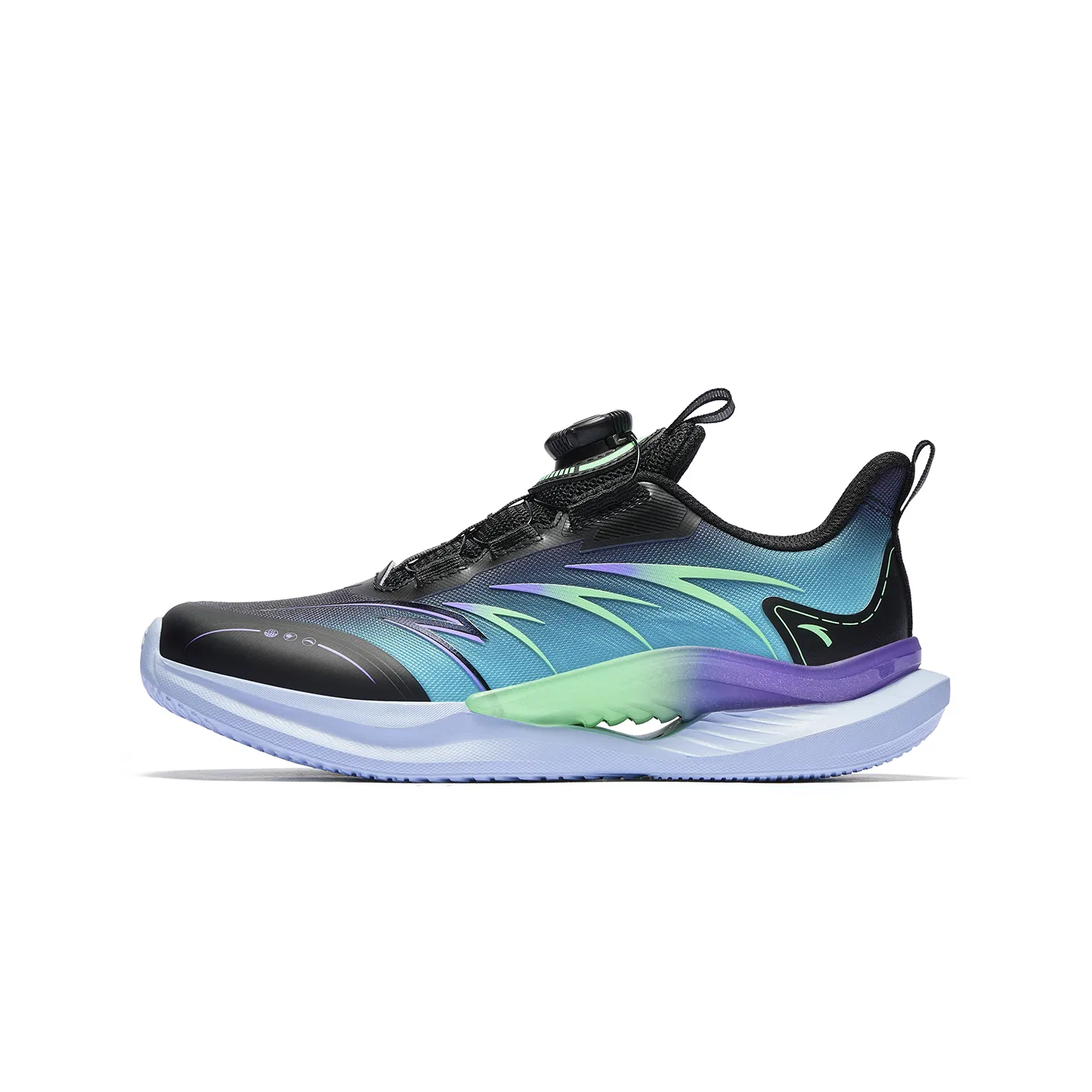 Детские кроссовки с низким верхом Yufeng 1.0 Antakids, Black/Fluorescent Neon Blue/Palace Purple