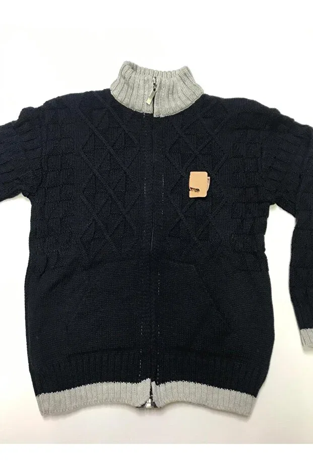Детский свитер с ромбовидным узором Baby Slon Kids Clup, Navy Blue-Gray — фото 2