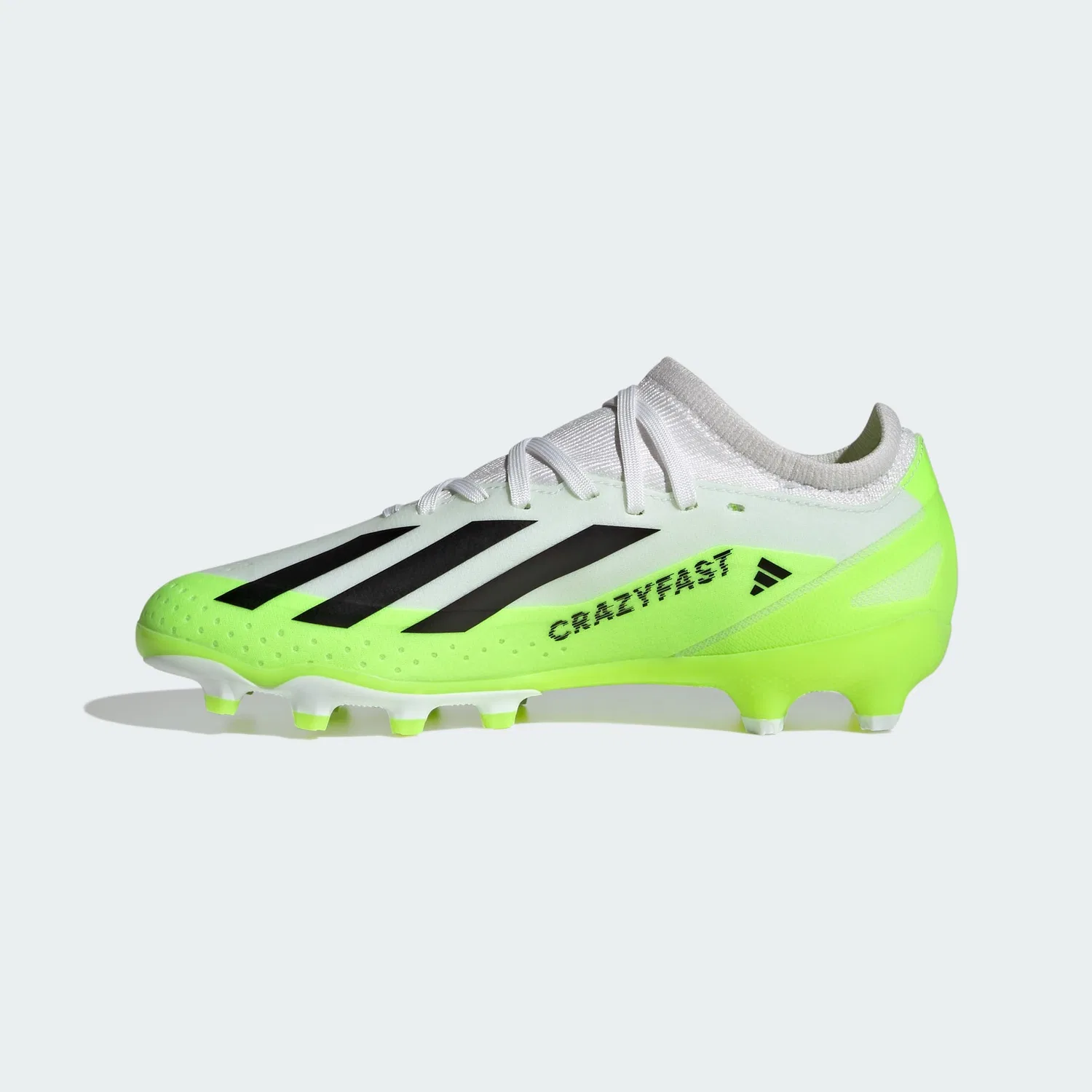 Детские футбольные бутсы для мальчиков с твердым покрытием X Crazyfast.3 Multi-ground Boots Adidas, Ftwr White Core Black Lucid Lemon — фото 2