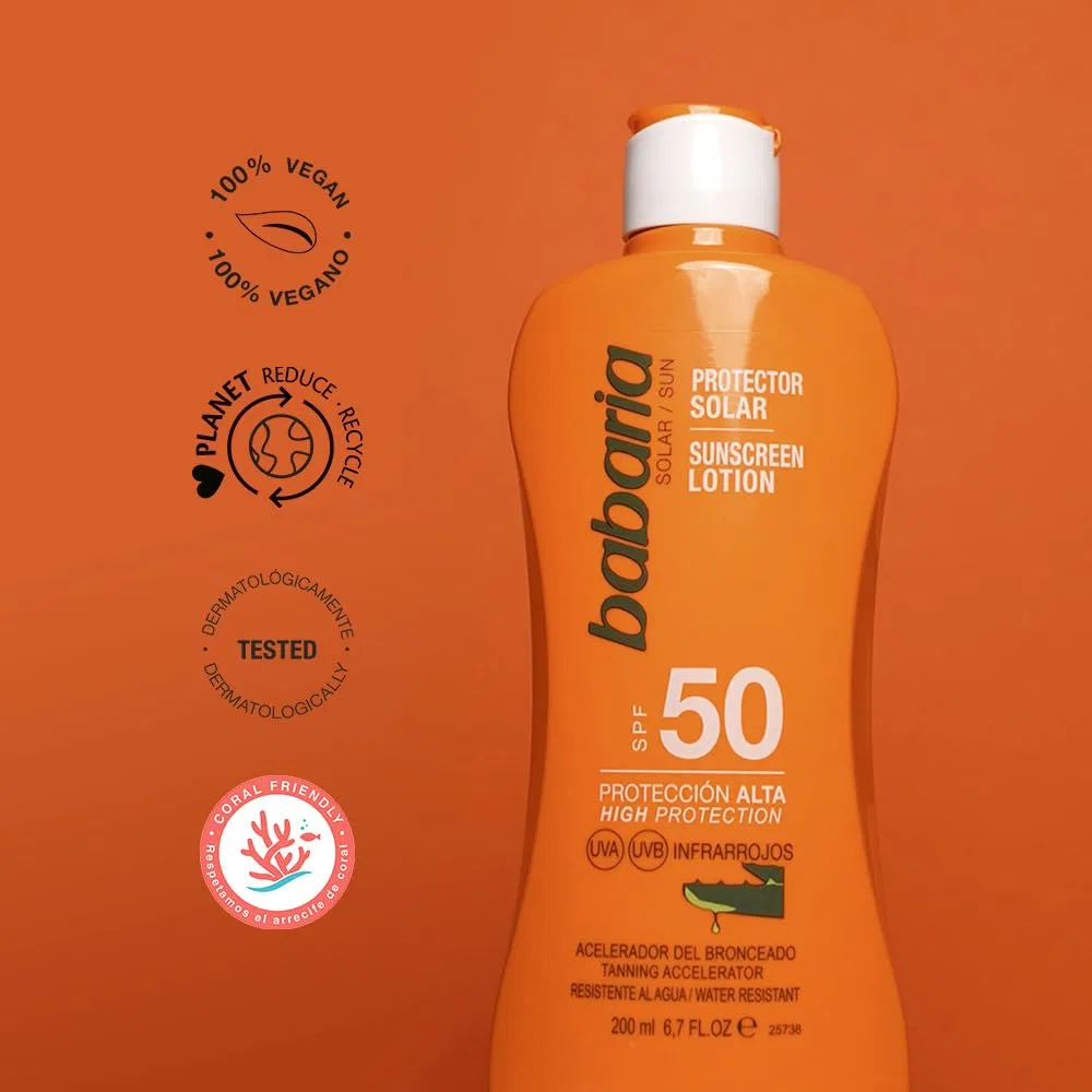 Солнцезащитный лосьон для тела Babaria SPF 50, 200 мл, White — фото 4