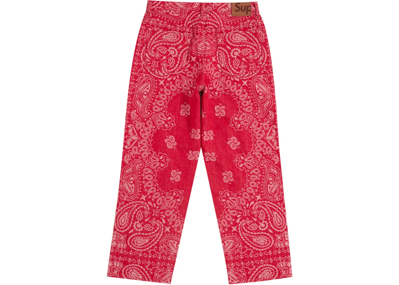 Мужские джинсы свободного кроя с принтом Supreme Bandana Jacquard Baggy Jean, Red — фото 2