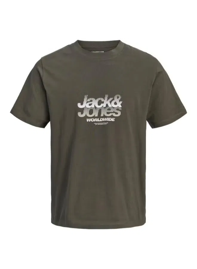 Футболка с принтом спереди с коротким рукавом Jack & Jones Junior, торфяной