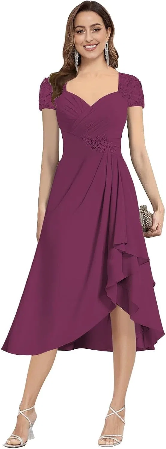 Женское вечернее платье с кружевными аппликациями MJ96, Plum