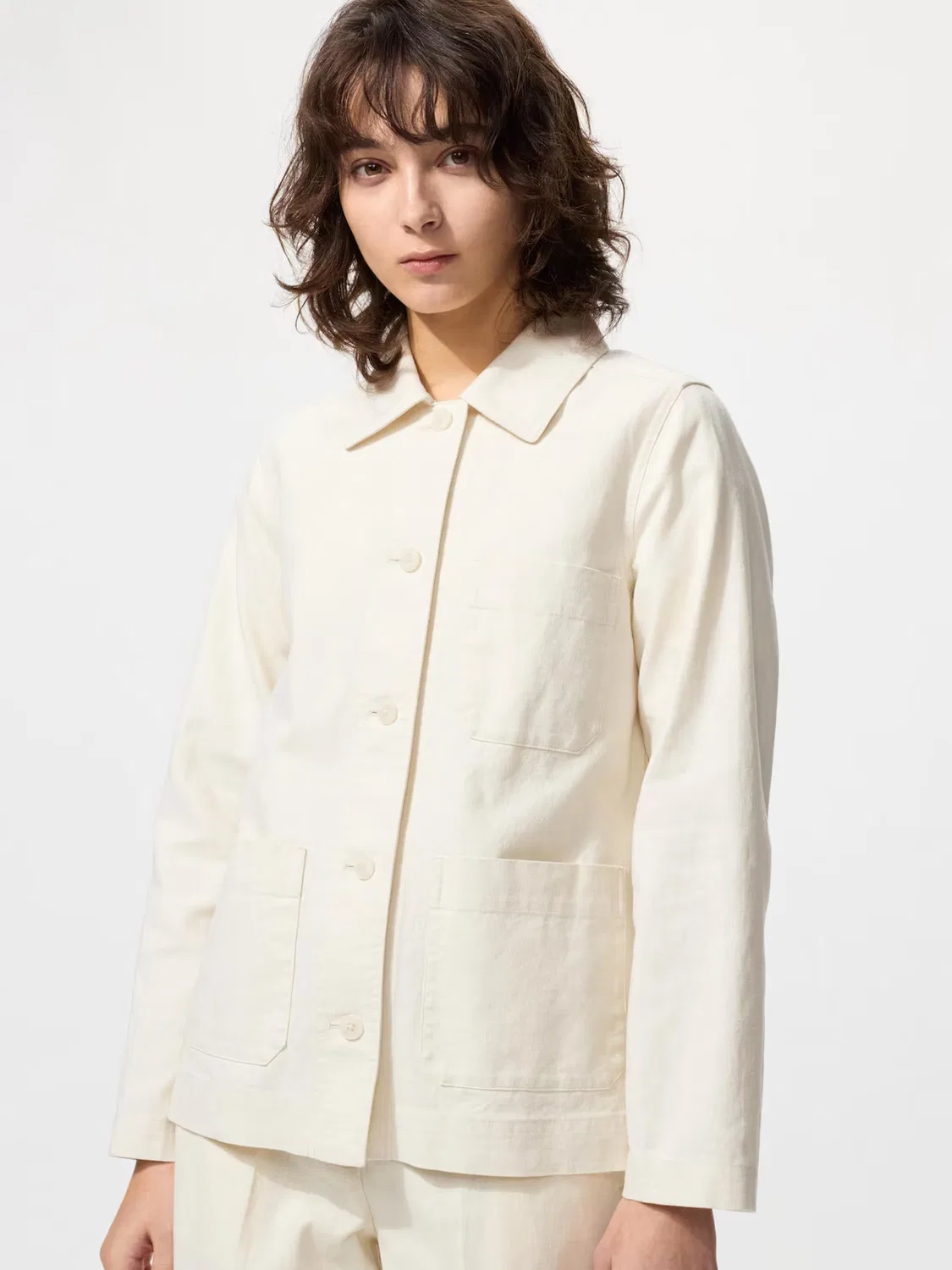 Куртка Uniqlo, льняная хлопковая, оливковый — фото 3