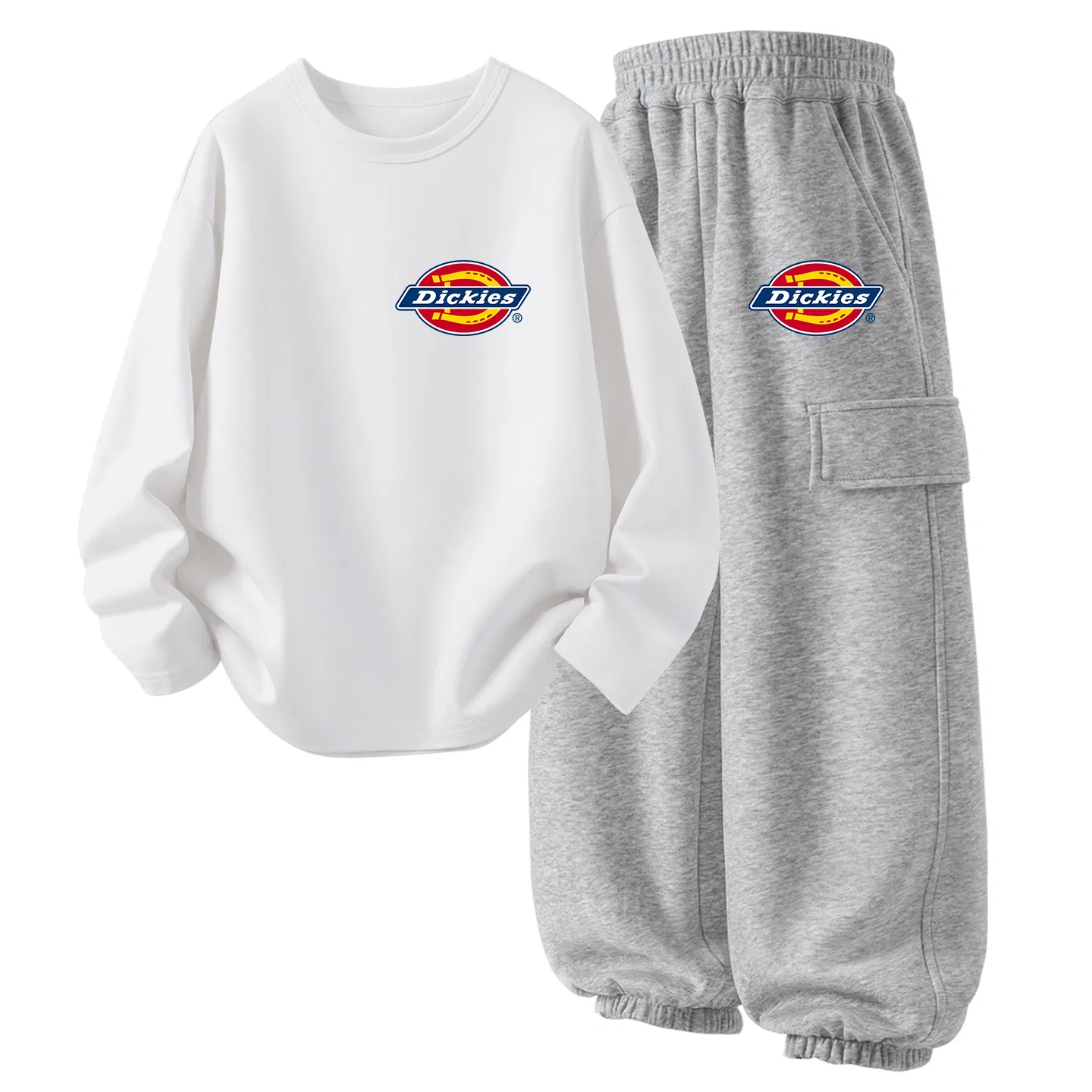 Детский комплект из двух свитшотов с круглым вырезом Dickies, Standard Thick K White/Standard Thick K Light Heather Gray