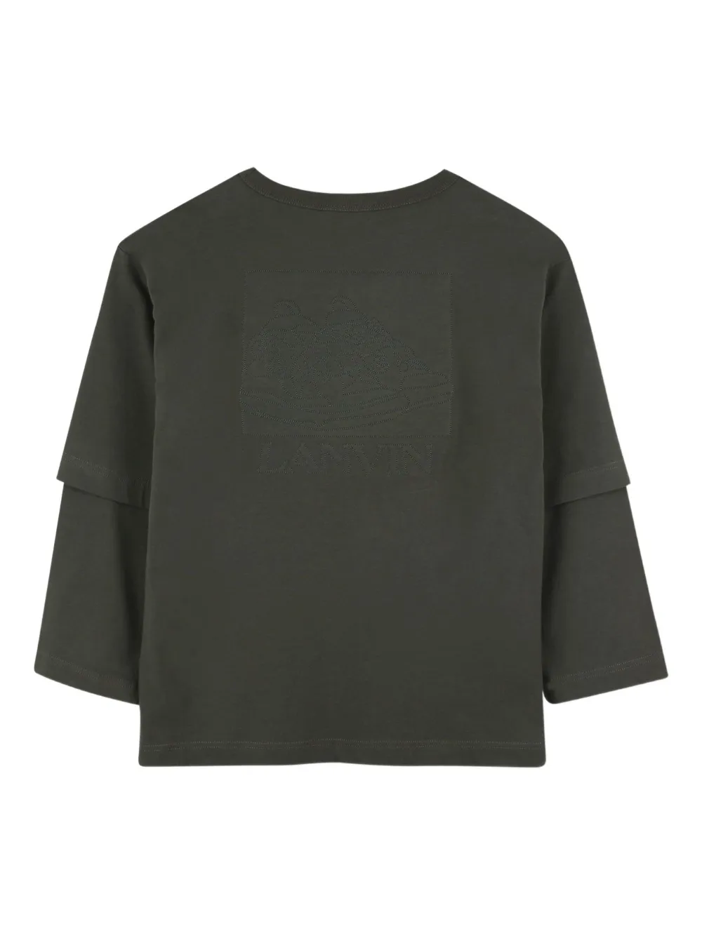 Многослойная футболка с вышитым логотипом Lanvin Enfant, зеленый — фото 2