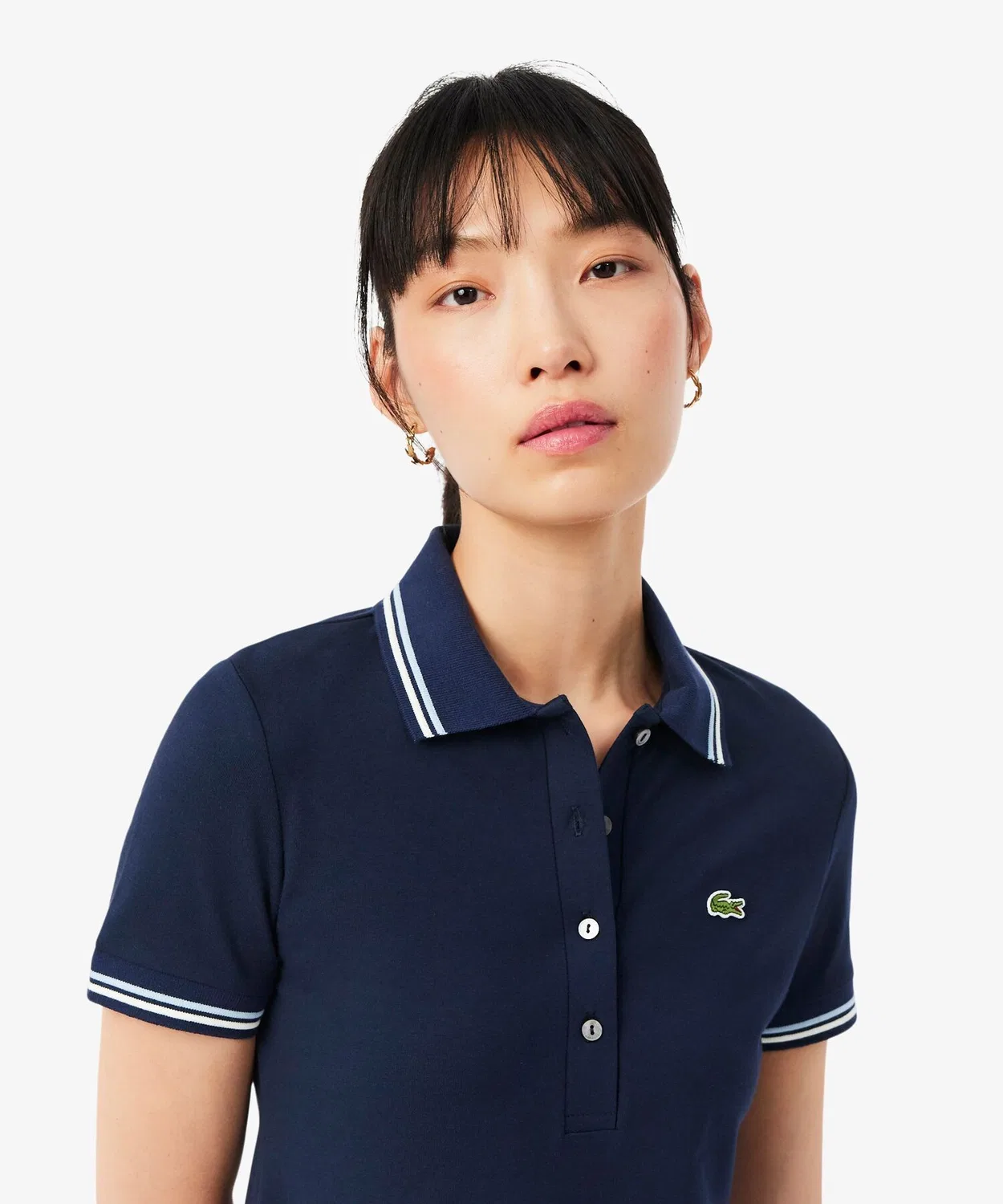 Женское платье-поло с контрастной отделкой LACOSTE, Белый — фото 3