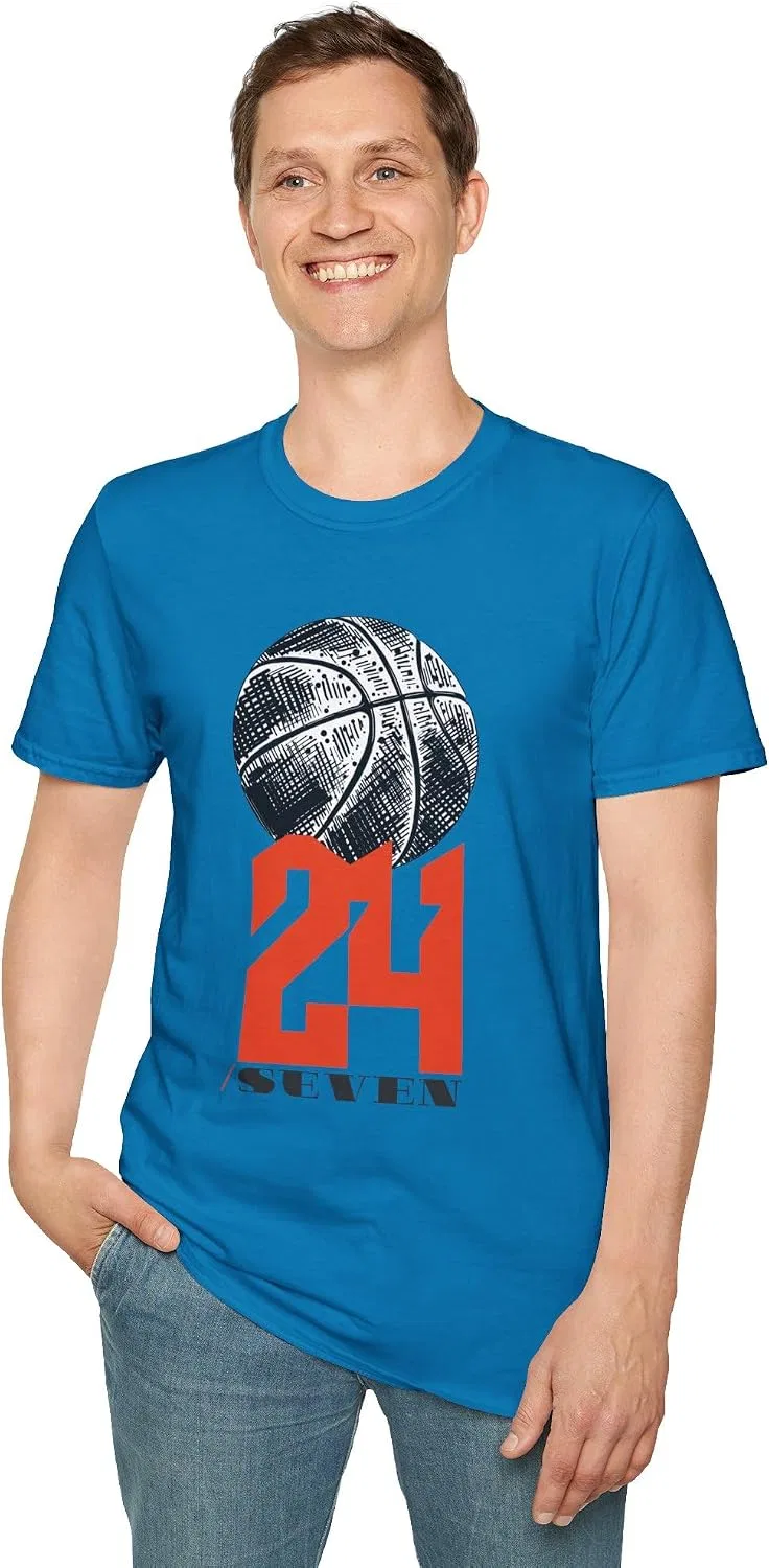 Футболка с принтом 24/7 Basketball Gildan 64000, Sapphire — фото 2