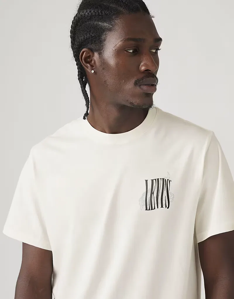 Футболка Levi's свободного кроя с графическим принтом, белая — фото 3