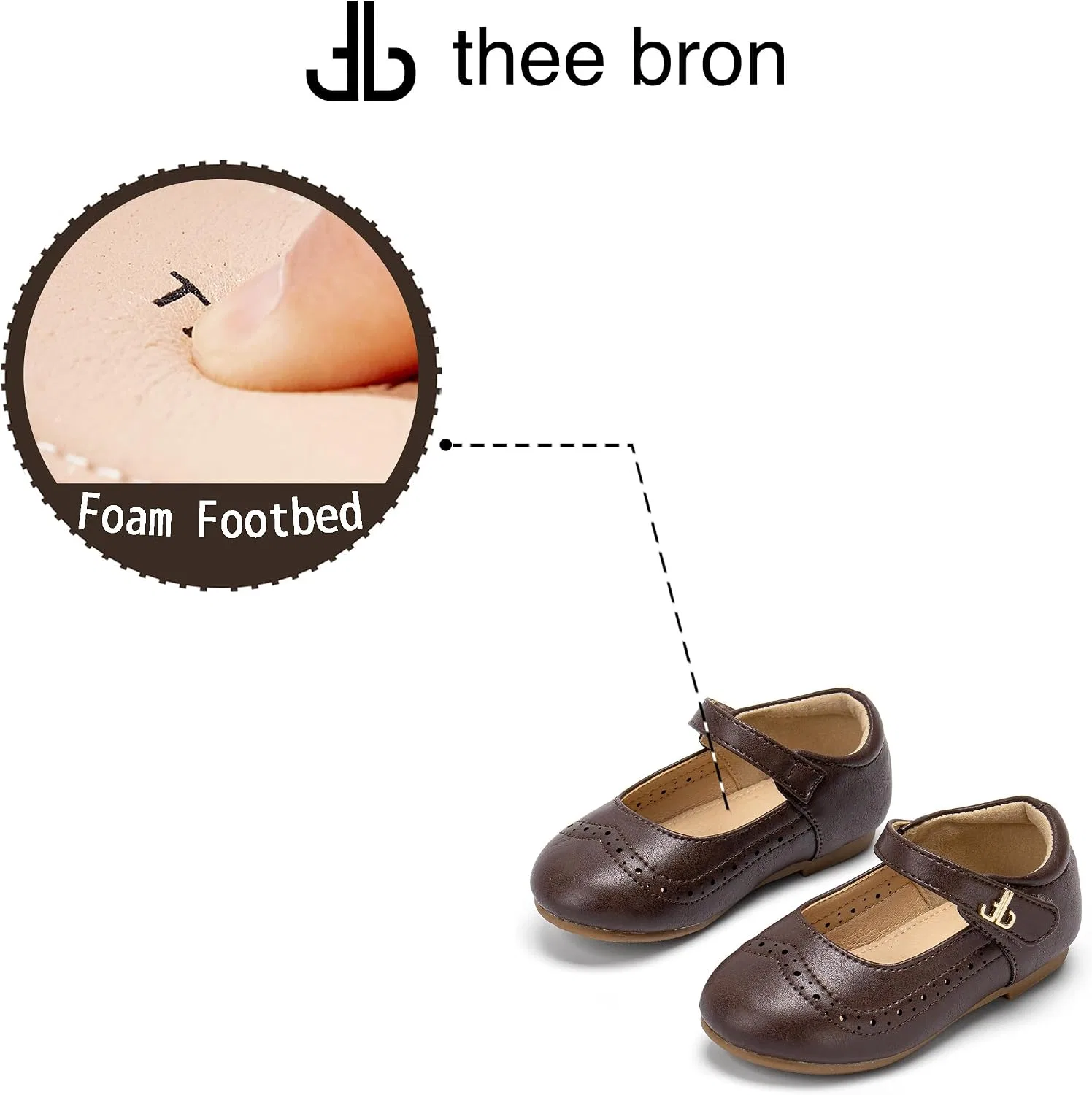 Детские туфли Мэри Джейн для девочек Retro Brogue Style THEE BRON, Chocolate Brown — фото 4