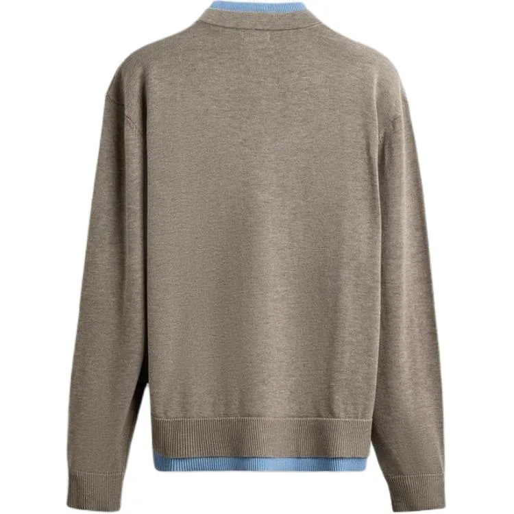 Мужской кардиган с V-образным вырезом, бежевый, ZARA, Beige — фото 3