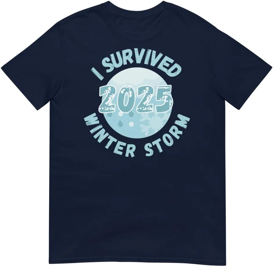 Мужская футболка с коротким рукавом I Survived Winter Snow Storm 2025 Ice Storm Survivor, тёмно-синий