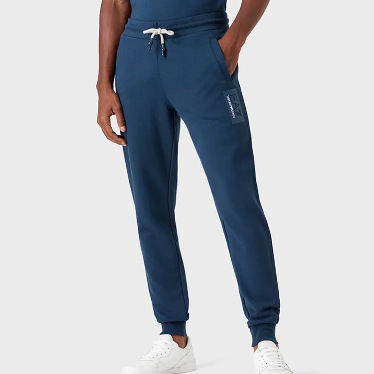 Трикотажные спортивные брюки, модель cuffed, EMPORIO ARMANI, Blue — фото 4