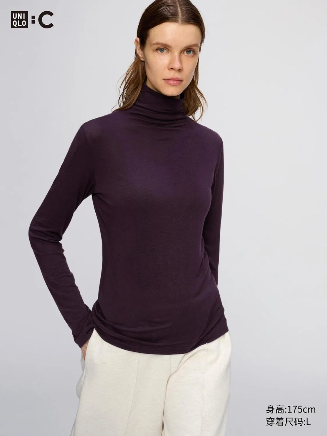 Водолазка с высоким воротом и длинным рукавом HEATTECH Uniqlo, фиолетовый