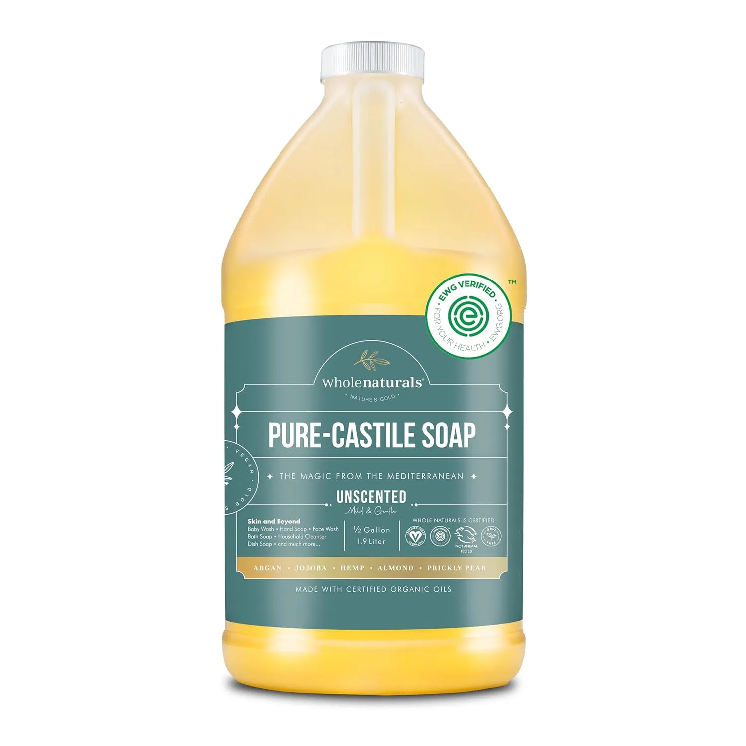 Жидкое мыло Castile, без отдушки, WHOLENATURALS, 1900 мл