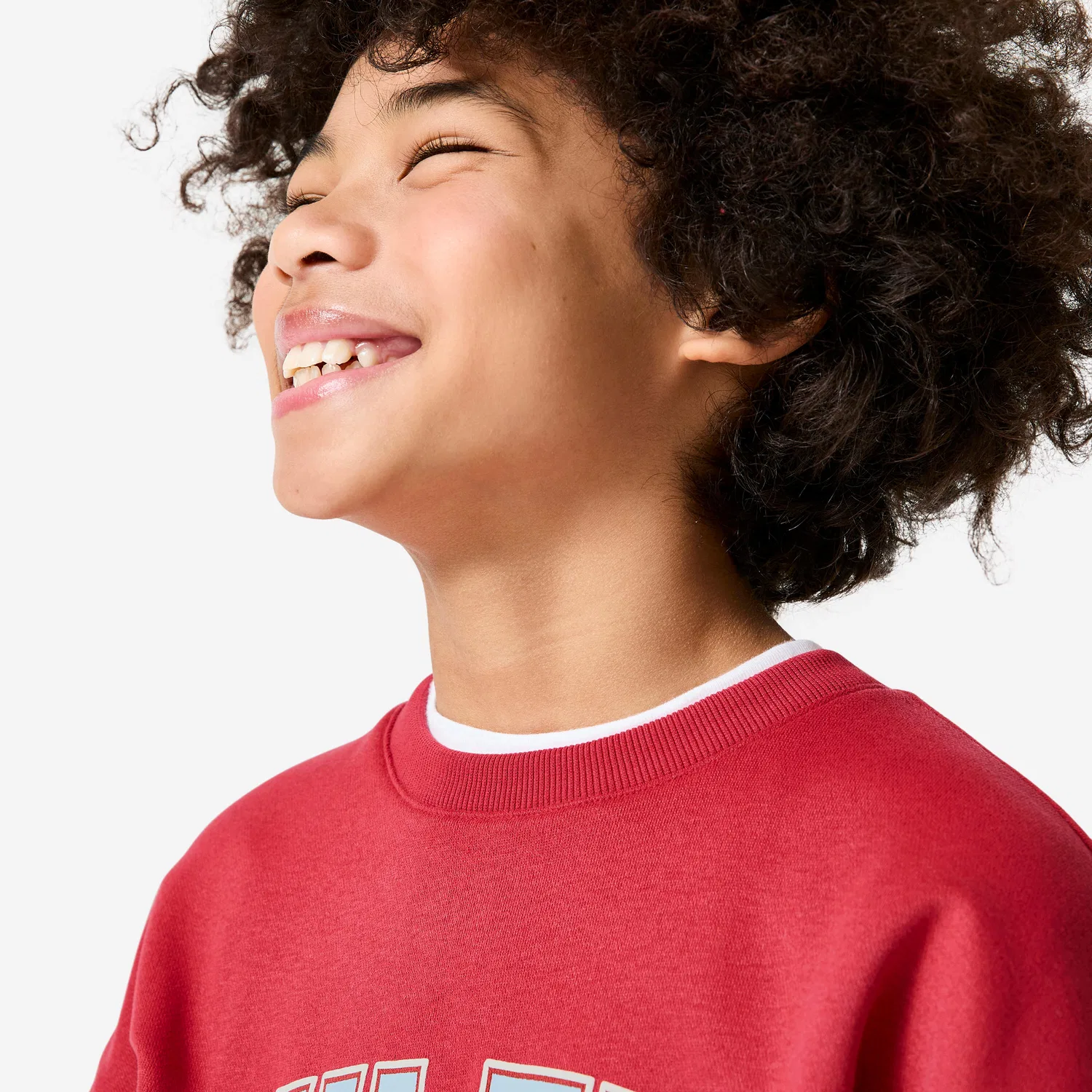 Детский свитшот с принтом Sweatshirt Kinder Rundhals Molton warm - bedruckt rot Decathlon, Rubinrot — фото 3