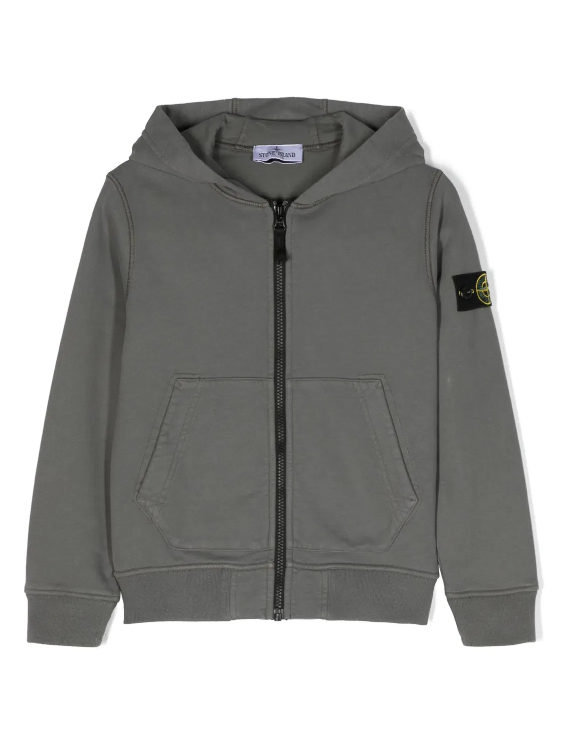 Худи с капюшоном и зипом с эмблемой компаса Stone Island, серый