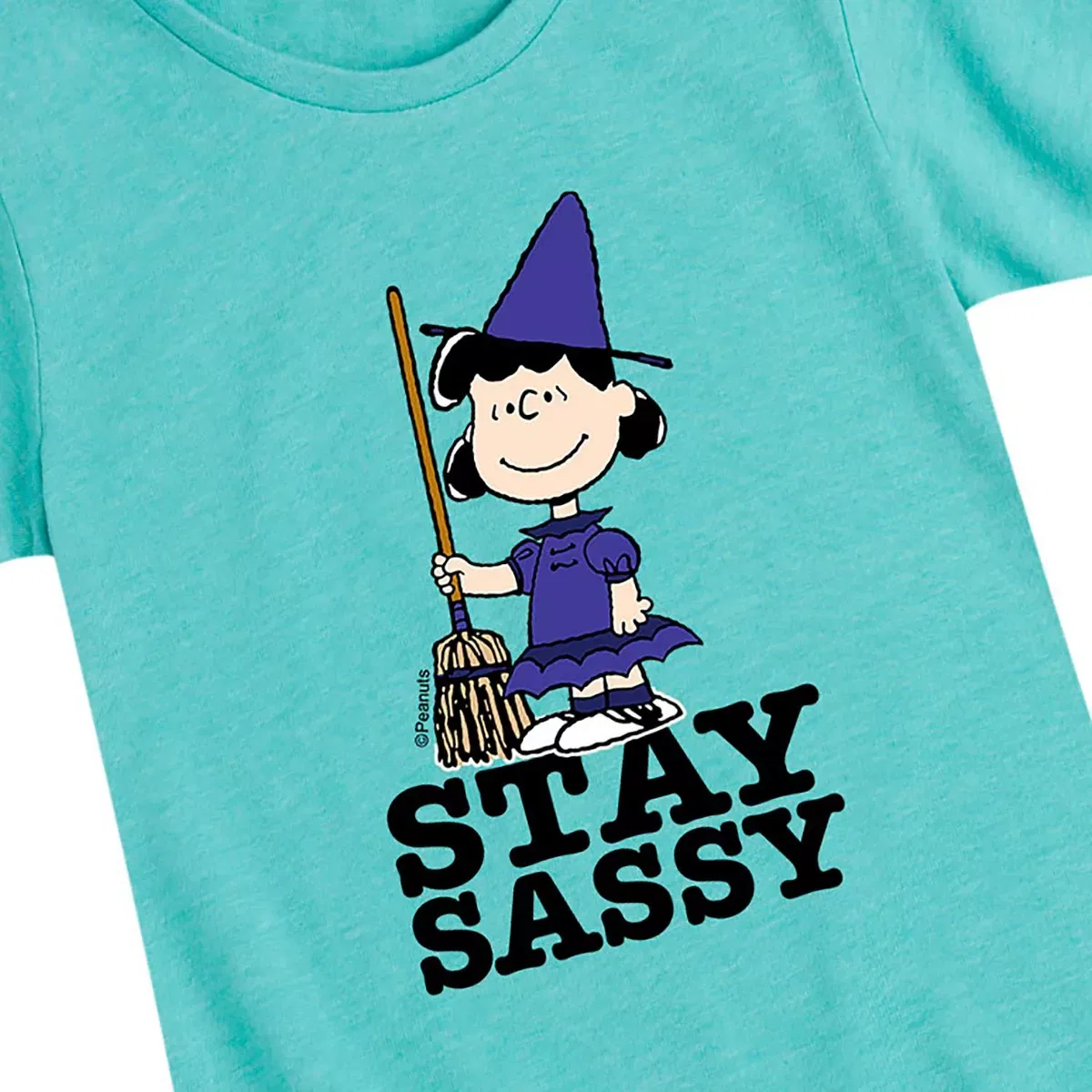 Детское платье-футболка с принтом Lucy Halloween Witch Stay Sassy Peanuts, Turquoise — фото 2