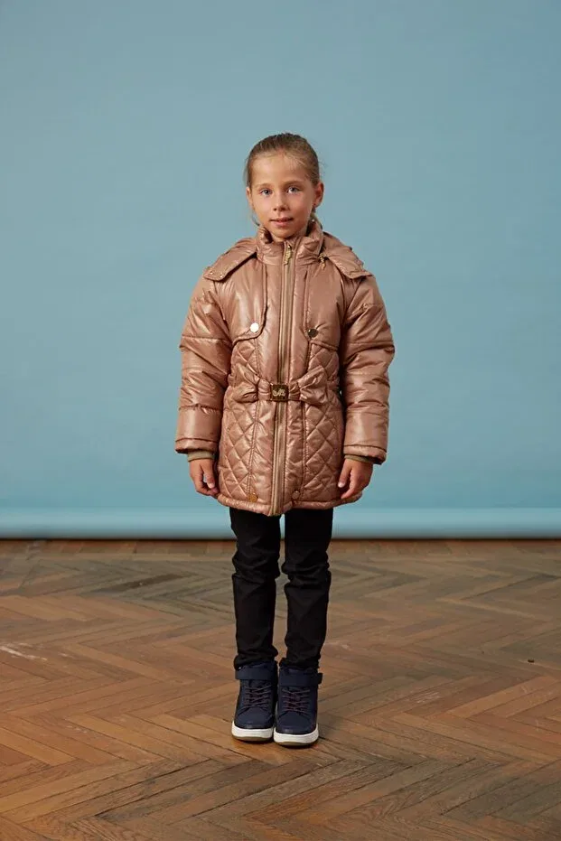 Детское пальто для девочек с капюшоном Men Anorak, Camel