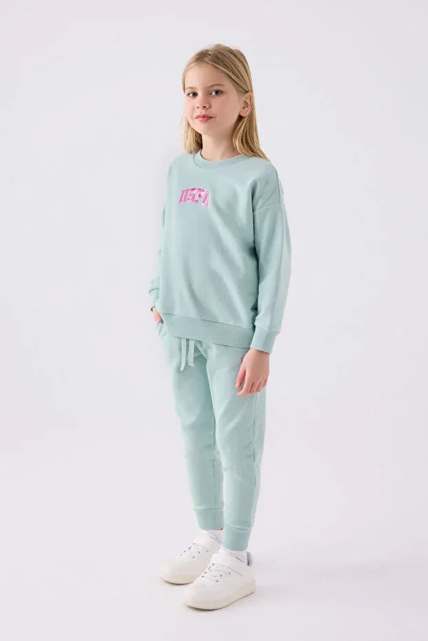 Детский спортивный комплект для девочек с принтом Sportswear U.S. Polo Assn., Water Green