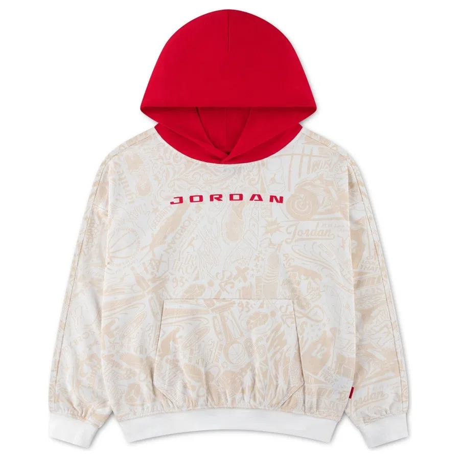 Детский свитшот с капюшоном Jordan JDB MJ BRK LSR PO Hoodie Nike, Красно-экрю