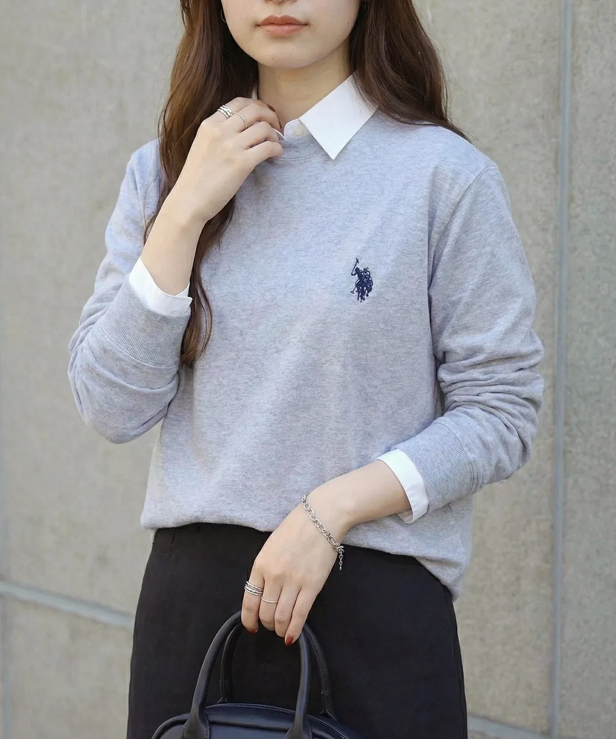 Мужское/Женское лонгслив с вышивкой U.S. POLO ASSN., Grey